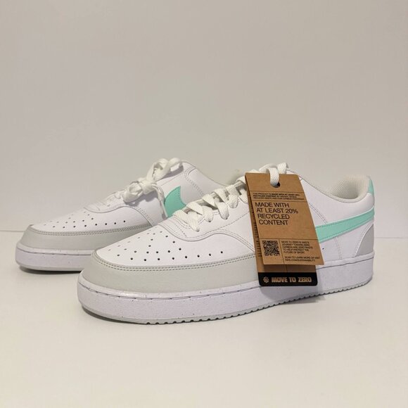 Nike Court Vision Low Next Nature Size 12 Men (FZ4124-100) White/Mint - New - Picture 4 of 9